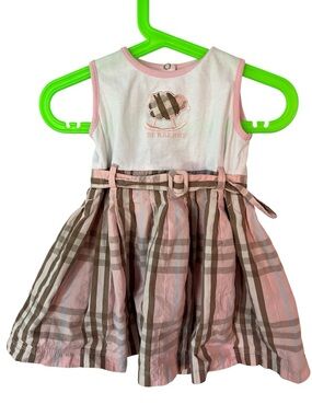 Burberry Baby Girls Pink Plaid Dress Rocking Sheep size 18m